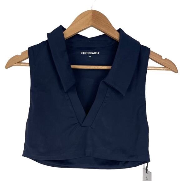 WeWoreWhat Polo Bra Crop Top Blue Medium NWT - Picture 7 of 12